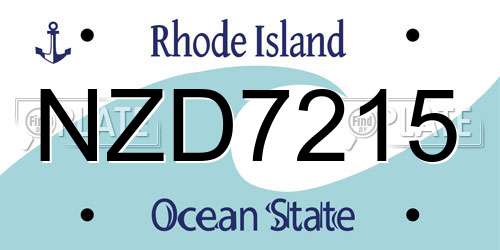 NZD7215 Rhode Island License Plate