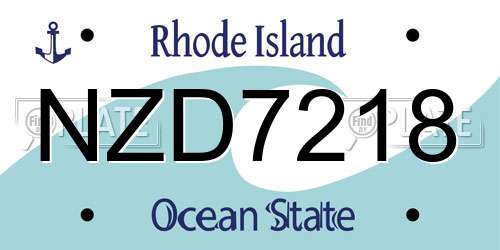NZD7218 Rhode Island License Plate