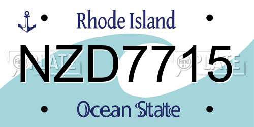 NZD7715 Rhode Island License Plate