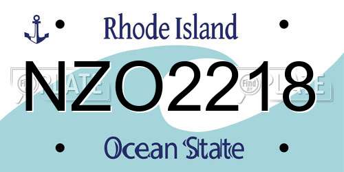 NZO2218 Rhode Island License Plate