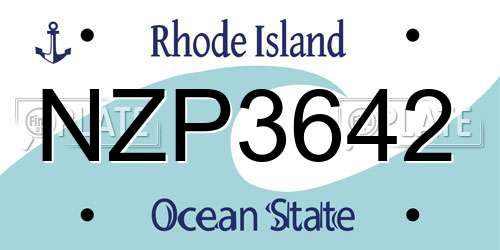 NZP3642 Rhode Island License Plate
