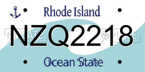 NZQ2218 Rhode Island License Plate