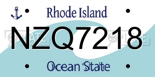 NZQ7218 Rhode Island License Plate