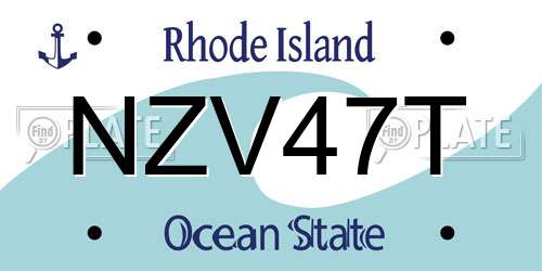 NZV47T Rhode Island License Plate