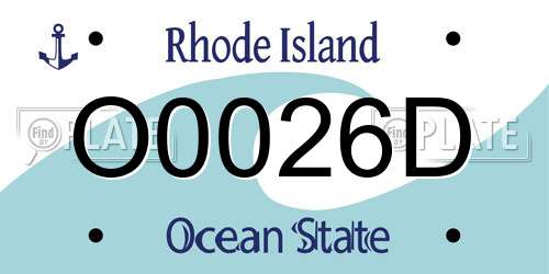 O0026D Rhode Island License Plate