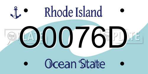 O0076D Rhode Island License Plate