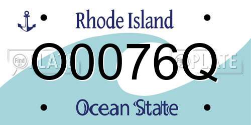 O0076Q Rhode Island License Plate