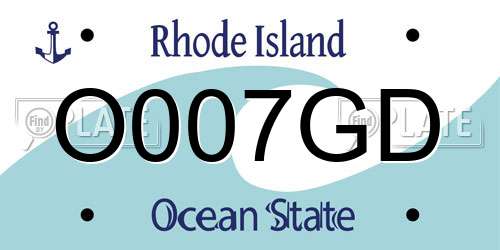 O007GD Rhode Island License Plate