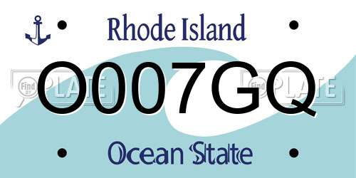 O007GQ Rhode Island License Plate