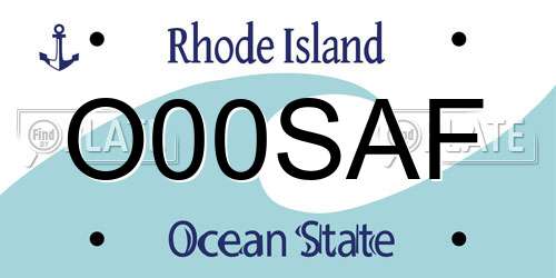 O00SAF Rhode Island License Plate