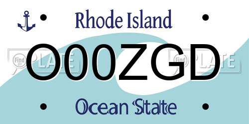 O00ZGD Rhode Island License Plate