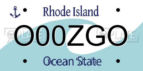 O00ZGO Rhode Island License Plate