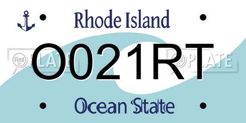 O021RT Rhode Island License Plate