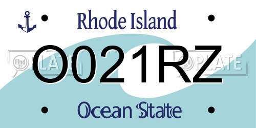 O021RZ Rhode Island License Plate