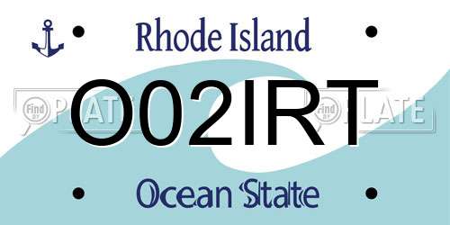 O02IRT Rhode Island License Plate