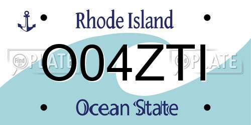 O04ZTI Rhode Island License Plate
