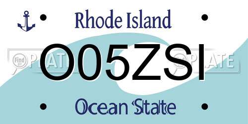 O05ZSI Rhode Island License Plate