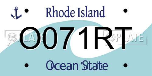 O071RT Rhode Island License Plate