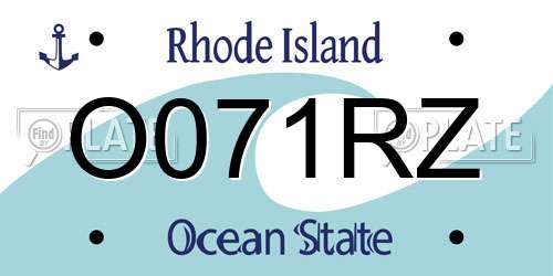 O071RZ Rhode Island License Plate
