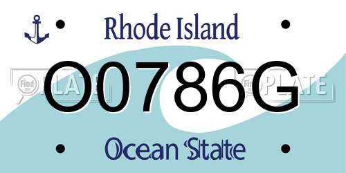O0786G Rhode Island License Plate