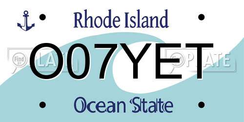 O07YET Rhode Island License Plate