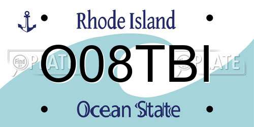 O08TBI Rhode Island License Plate
