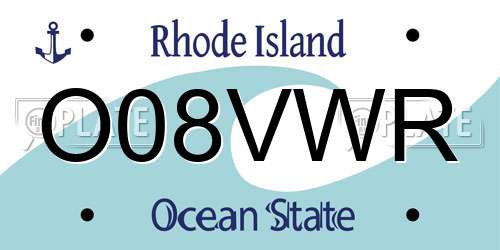 O08VWR Rhode Island License Plate