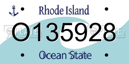 O135928 Rhode Island License Plate