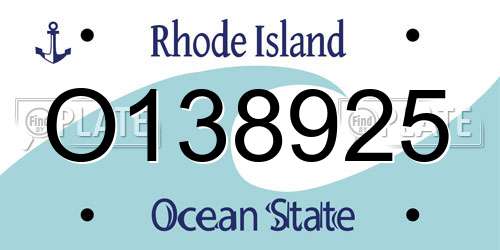 O138925 Rhode Island License Plate