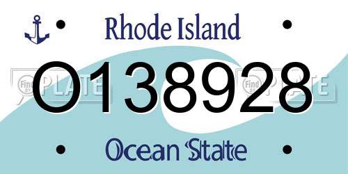 O138928 Rhode Island License Plate