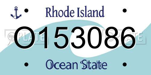 O153086 Rhode Island License Plate