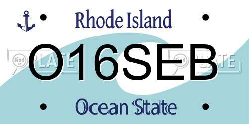 O16SEB Rhode Island License Plate