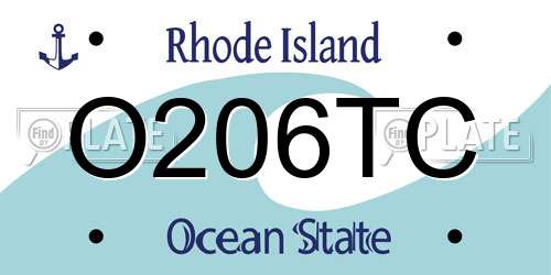 O206TC Rhode Island License Plate
