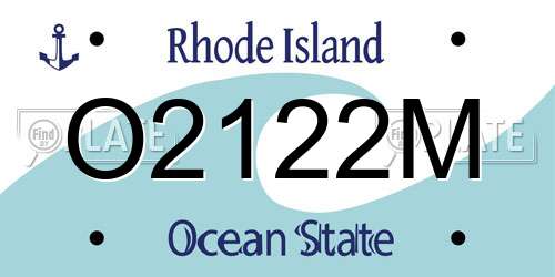O2122M Rhode Island License Plate