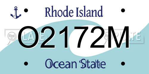 O2172M Rhode Island License Plate