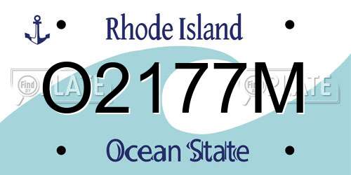 O2177M Rhode Island License Plate