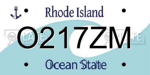 O217ZM Rhode Island License Plate
