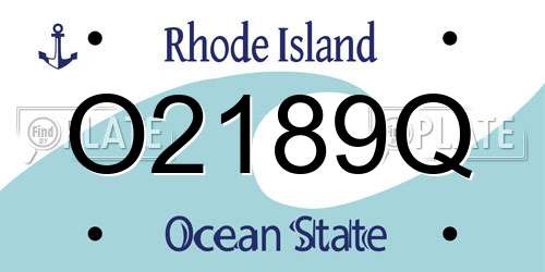 O2189Q Rhode Island License Plate