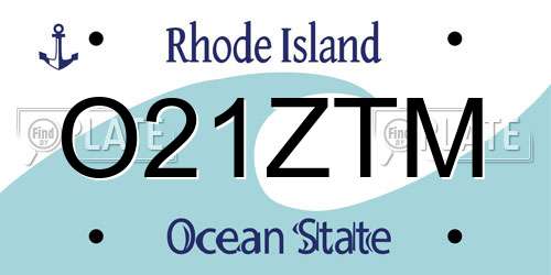O21ZTM Rhode Island License Plate
