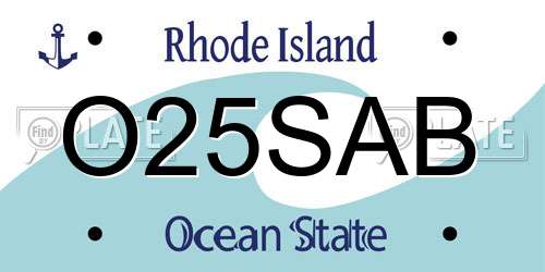O25SAB Rhode Island License Plate