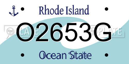 O2653G Rhode Island License Plate