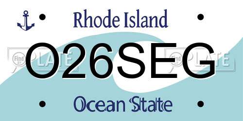 O26SEG Rhode Island License Plate