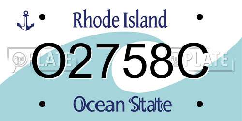O2758C Rhode Island License Plate