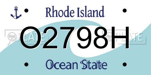 O2798H Rhode Island License Plate