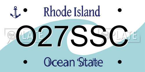 O27SSC Rhode Island License Plate