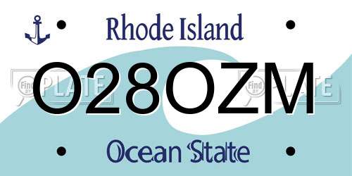 O28OZM Rhode Island License Plate