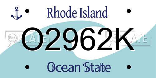 O2962K Rhode Island License Plate