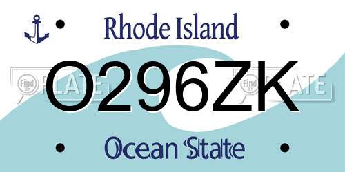 O296ZK Rhode Island License Plate