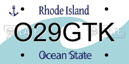 O29GTK Rhode Island License Plate