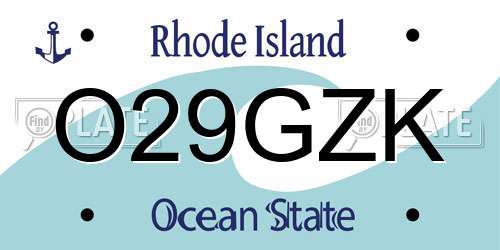 O29GZK Rhode Island License Plate